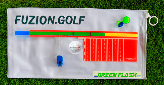 Straight-Back-Straight-Through Green Flash Putter Face Alignment Tool with Alignment Ball